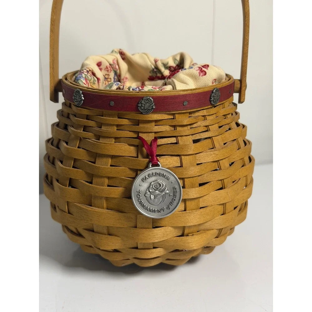 Longaberger Pasadena Tournament of Roses Sweetheart Basket Brown Floral 2004